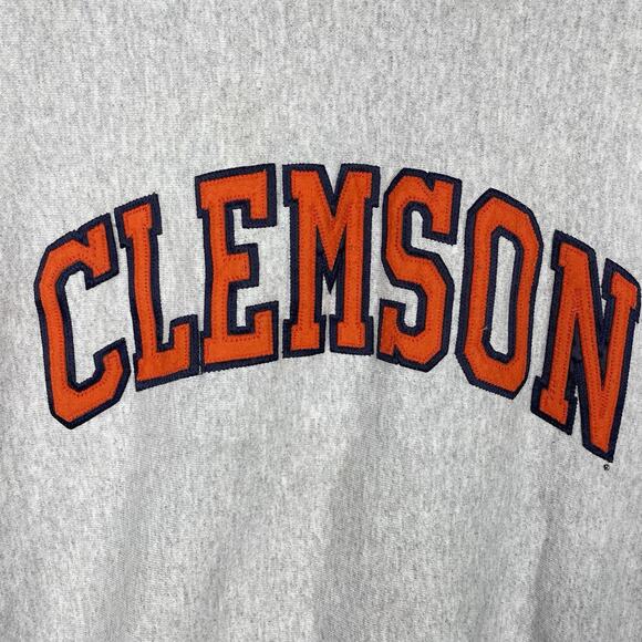 Vintage Champion Reverse Weave Sweatshirt Size Medium Gray Clemson Crew Neck - Picture 6 of 9